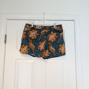Elevenses Floral Patterned Shorts - Blue and Orange
